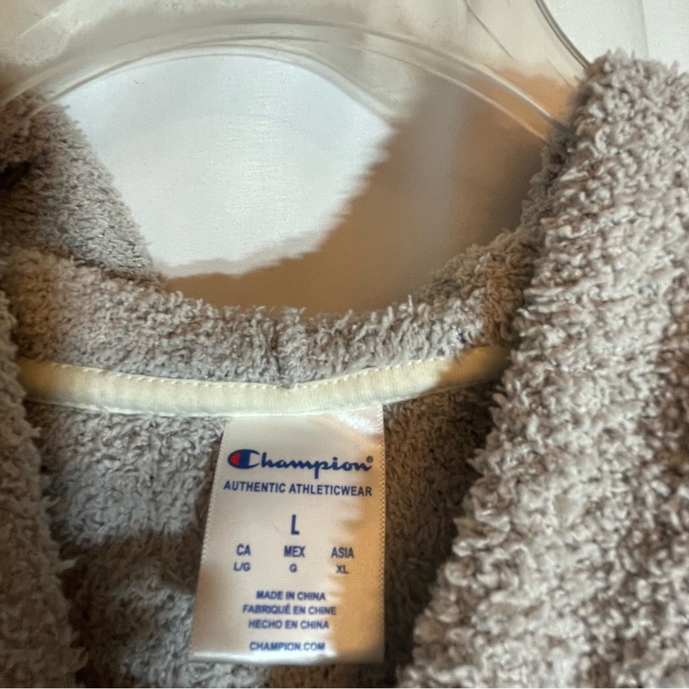 Champion Gray Cropped Hoodie Sweatshirt Relaxed Fit - Picture 4 of 4